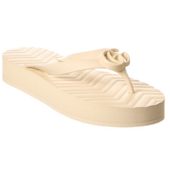 GUCCI Pascar Flip Flops in Chevron Rubber Mystic White/Ivory Vegan! size 34/35 5 - Picture 7 of 15